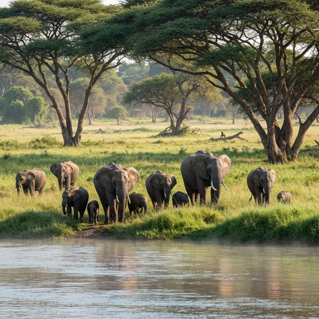 African elephants near Zambezi River